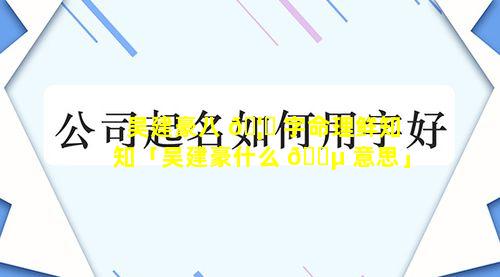 吴建豪八 🦋 字命理鲜知知「吴建豪什么 🐵 意思」